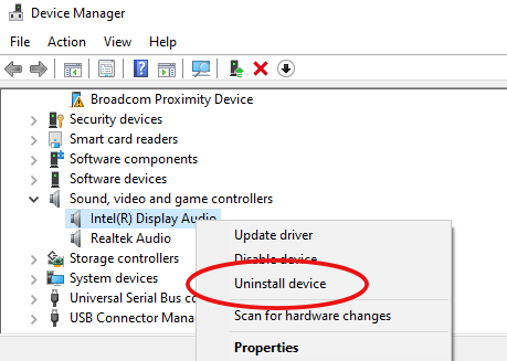 uninstall sound drivers