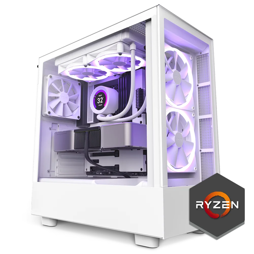 Nova 5 White Gaming PC Featured Image AMD Logo