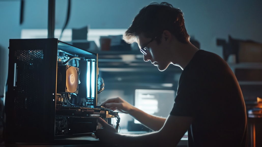 Custom Build PC Learning Curve - a man working on a computer